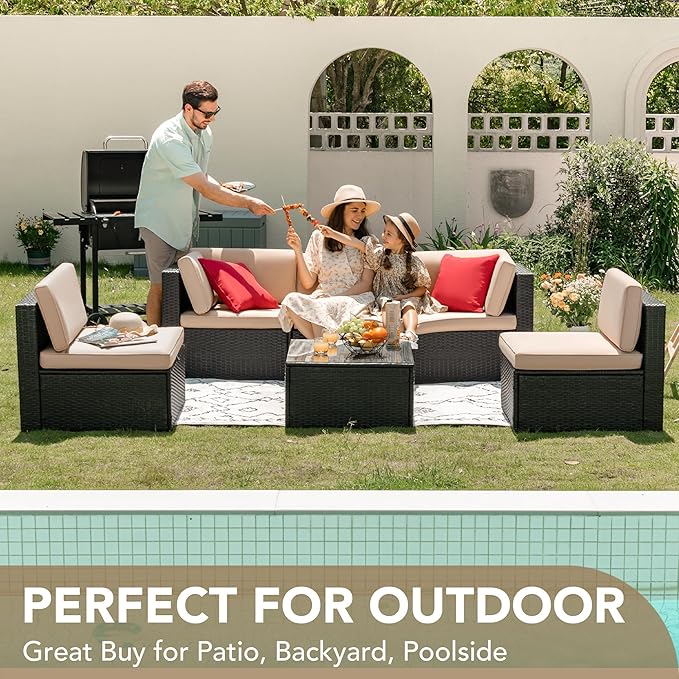 Devoko Patio Furniture Sets 6 Pieces Outdoor Sectional Rattan Sofa Manual - Image 8