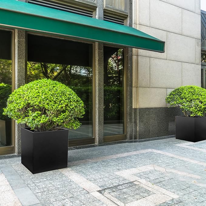 Galvanized Steel Planter Box 26Inch Black Metal Planter Large Square Indoor - Image 3