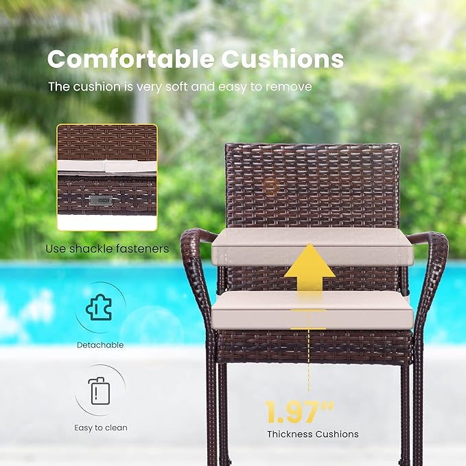 VIVOHOME 4 Packs Outdoor Wicker Barstool Patio Rattan Furniture - Image 7