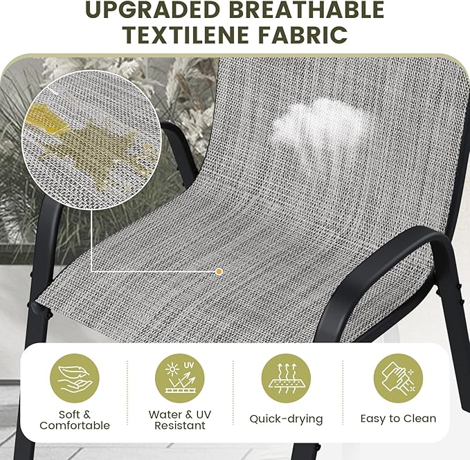 UDPATIO Patio Chairs Set of 2, Stackable Outdoor Dining Chairs - Image 4