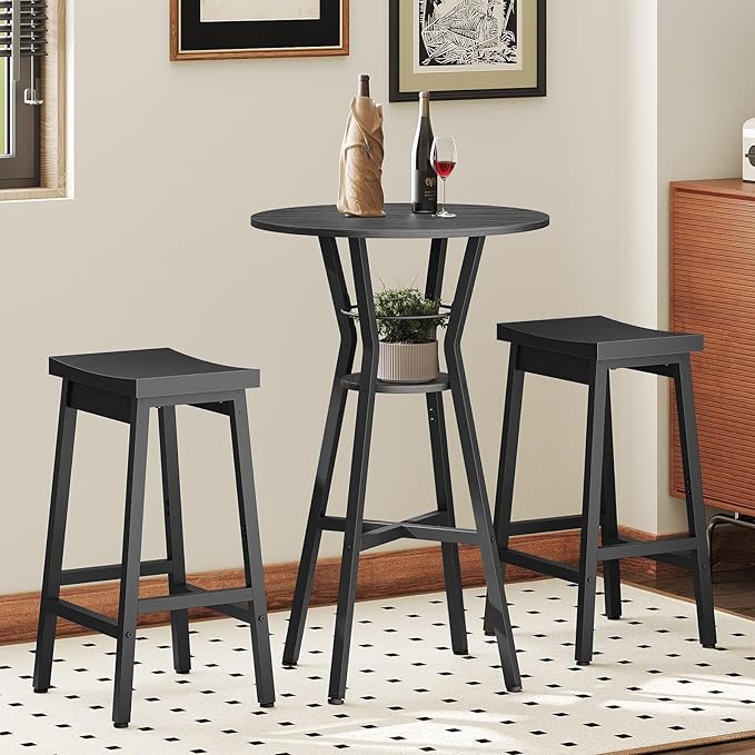 Bar Table, 2-Tier Round High Top Table, Pub Table, Home Bar Counter Height - Image 3