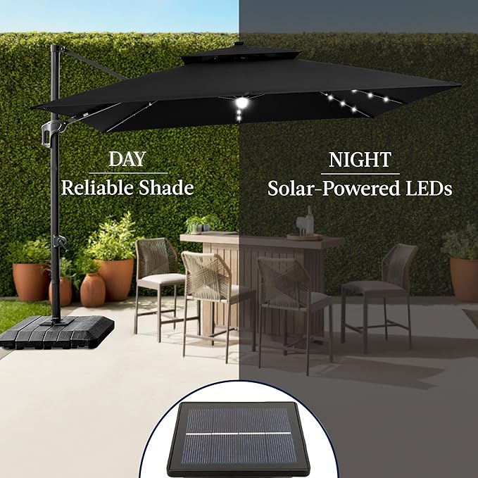 Best Choice Products 12x12ft LED Cantilever Patio Umbrella w/Base Included & - Image 6
