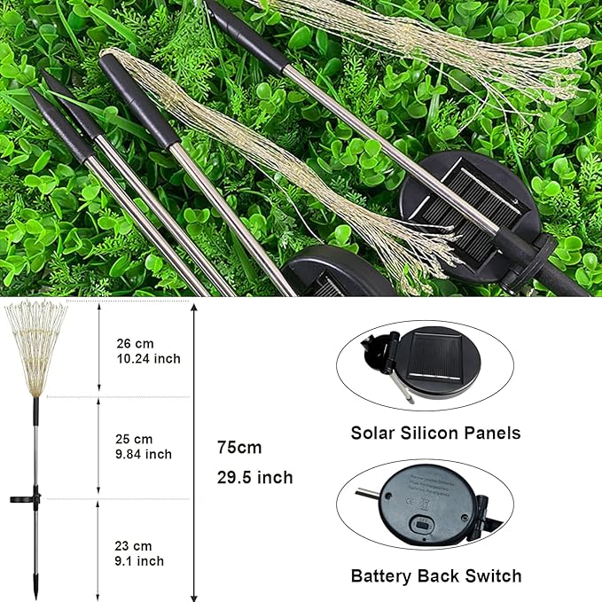 FOOING 6 Pcs Solar Garden Lights Solar Firework Lights, 200 LED String Light 2 - Image 6