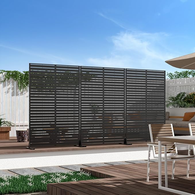Casaphoria Metal Privacy Screen Outdoor, Louvered Black - Image 2