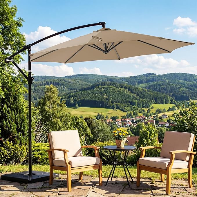 OLIXIS Offset Patio Umbrella, 9.7FT Cantilever Table Umbrellas - Image 6