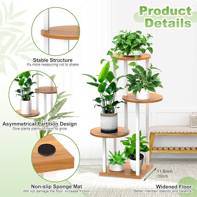 Plant Stand Indoor, 4 Tier Thickened Metal Corner Plant Shelf - Image 3