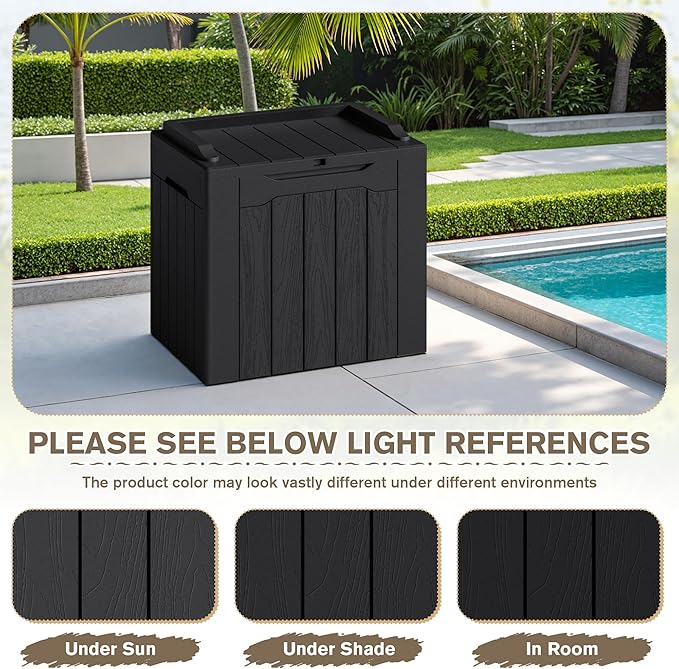 JUMMICO 31 Gallon Resin Deck Box Waterproof Indoor Outdoor Storage Boxes - Image 3