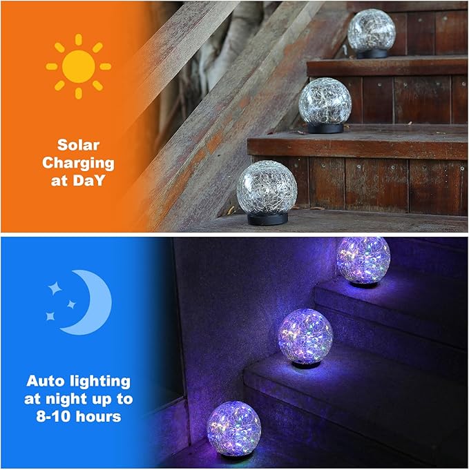 Solar Globe Lights Outdoor Waterproof-Solar Balls-Solar Garden Lights-Orbs - Image 3