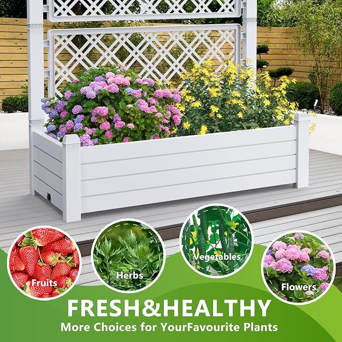 Raised Garden Bed with Trellis for Climbing Plants, 43.43" L x 18.27" W x - Image 4