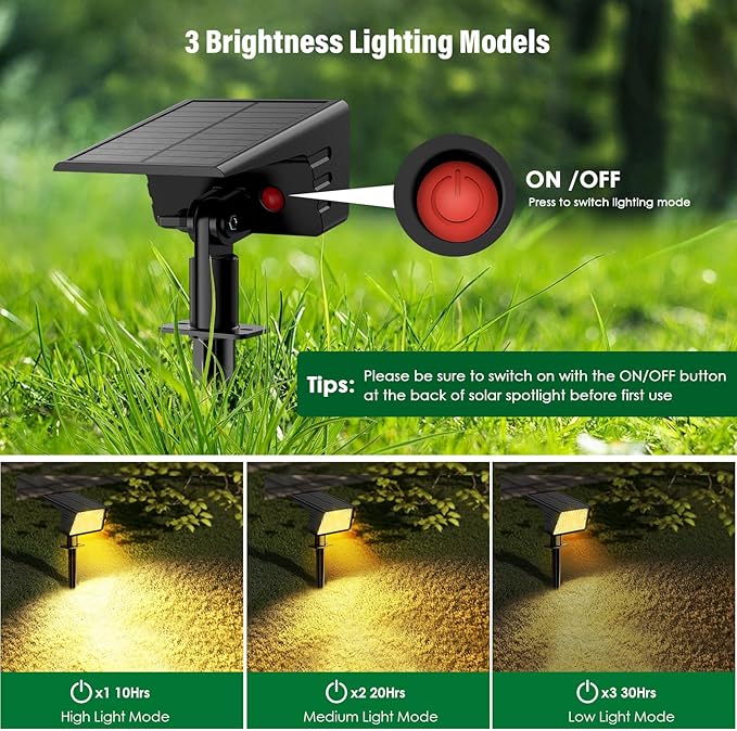 Solar Spot Lights Outdoor with 60 LED & Auto On/Off, 2 Pack Solar Lights - Image 3