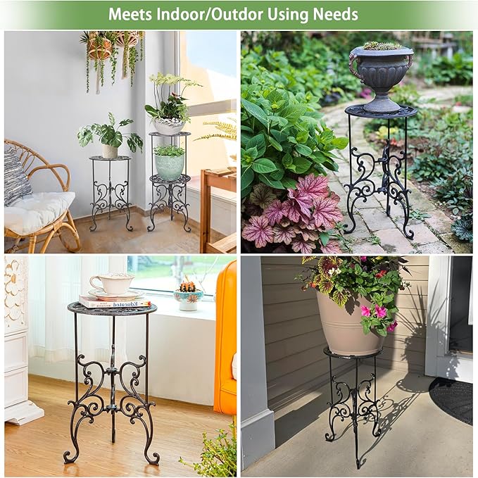 Sungmor Heavy Duty Cast Iron Potted Plant Stand, 19.3-Inch 1 Tier Metal Planter - Image 6