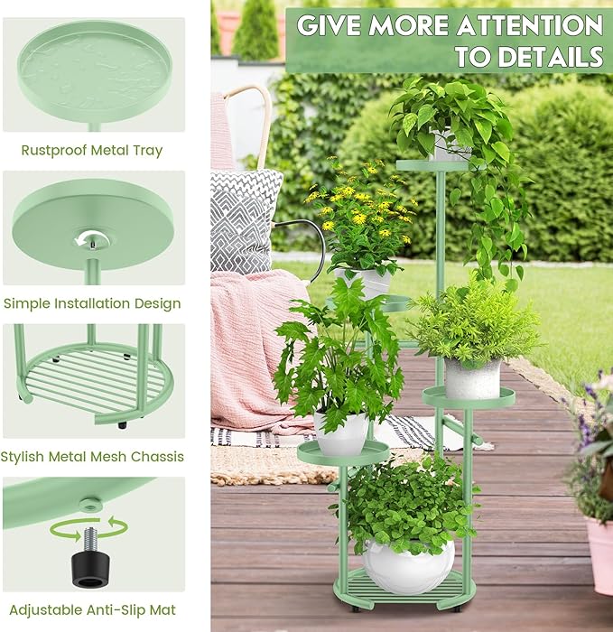 TOSKING 5 Tier Metal Plant Stand Indoor， Plant Shelf, Corner Shelf Flower Pot - Image 7