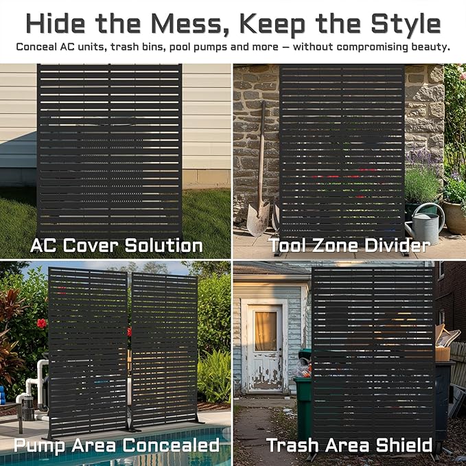 72" H Metal Outdoor Privacy Screen – Freestanding Rustproof Louvered Fence Panel - Image 7