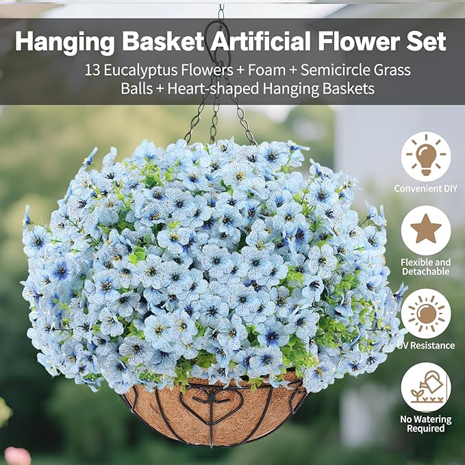 Artificial Hanging Flower for Outdoors, Fake Hanging Basket for Outside - Image 4
