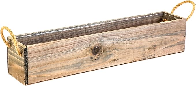 20" Rectangular Rustic Wood Planter - Image 2