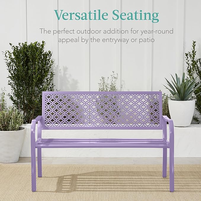 Best Choice Products Outdoor Bench 2-Person Metal Steel Benches Furniture - Image 6