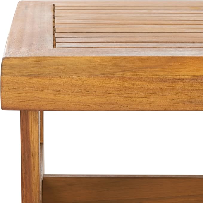 SAFAVIEH Outdoor Patio Furniture Collection Lynn Natural Brown Slatted Top - Image 11