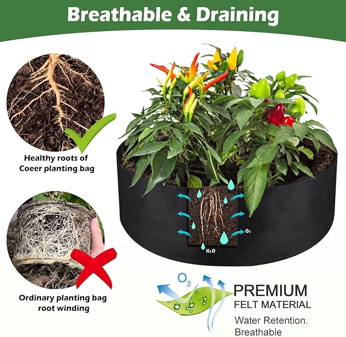 LBTING 4Pcs 30 Gallon Plant Grow Bags, Fabric Raised Planting Bed Heavy Duty - Image 4