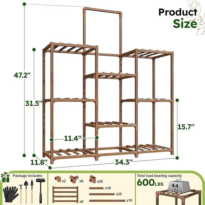EnHomee Plant Stand Indoor Large Plant Stand Outdoor 5 Tiers Wood Tiered Plants - Image 8