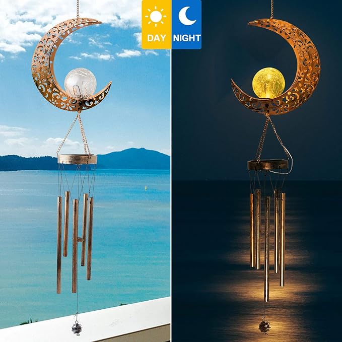 Moon Solar Lights Wind Chimes for Outside Gift for Women, Mom and Grandma - Image 7
