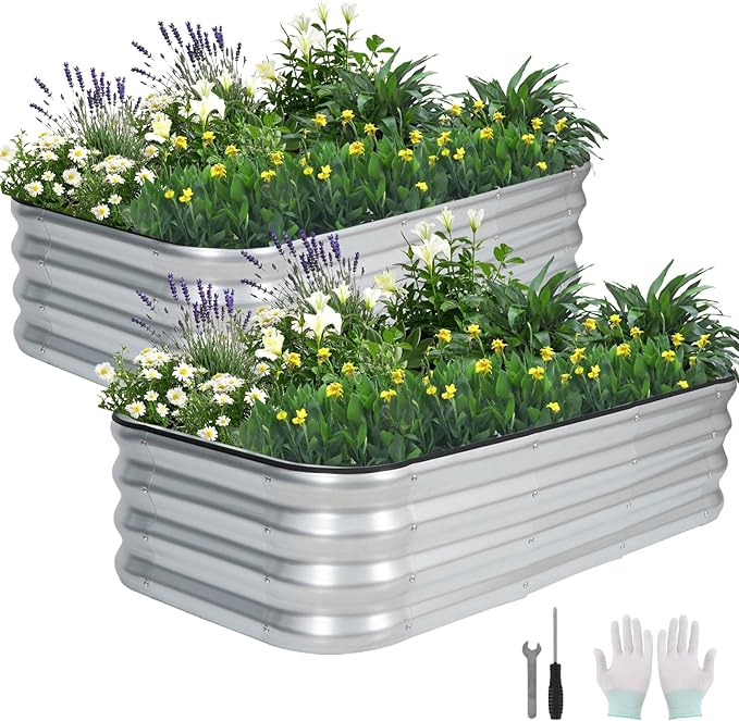 3 in 1 Galvanized Raised Garden Bed by BIRDSINYARD