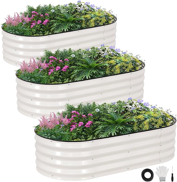 INNO STAGE 3Pcs Galvanized Raised Garden Bed Kit, Outdoor Metal Raised Garden by INNOSTAGE