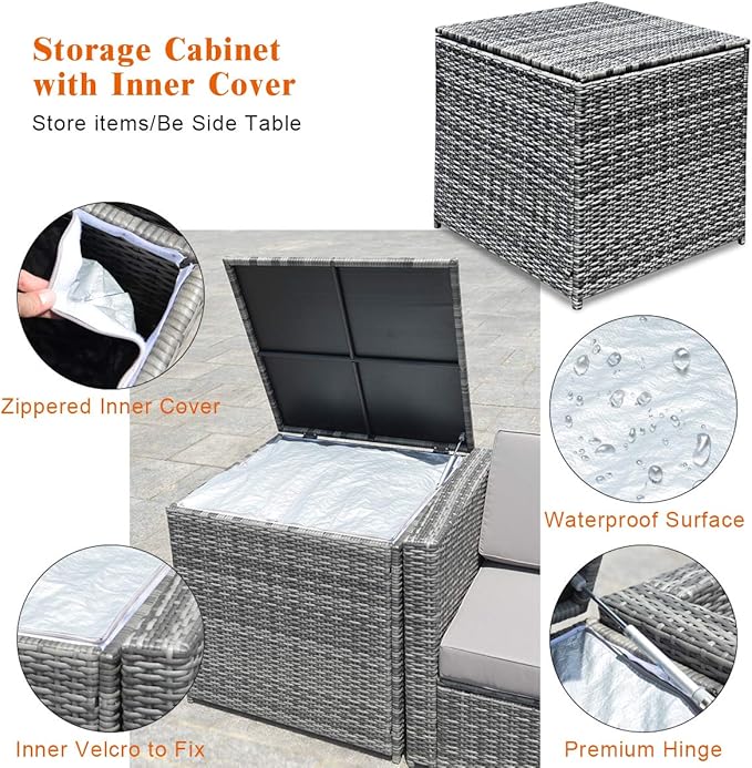 Tangkula 8 Pieces Wicker Patio Furniture Set - Image 6
