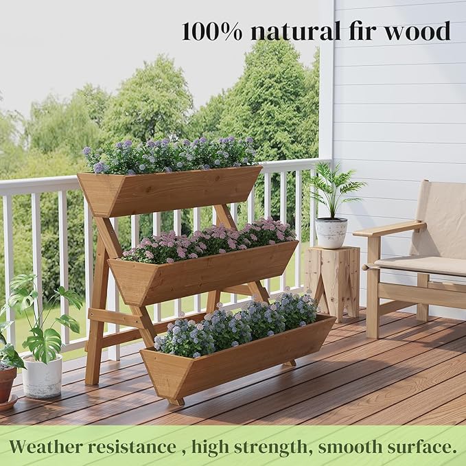 3-Tier Wooden Vertical Raised Garden Bed - Image 3