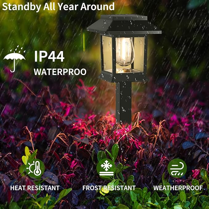 Greluna Solar Lights Outdoor, 6 Pack Waterproof Auto On/Off Solar Pathway Lights - Image 3