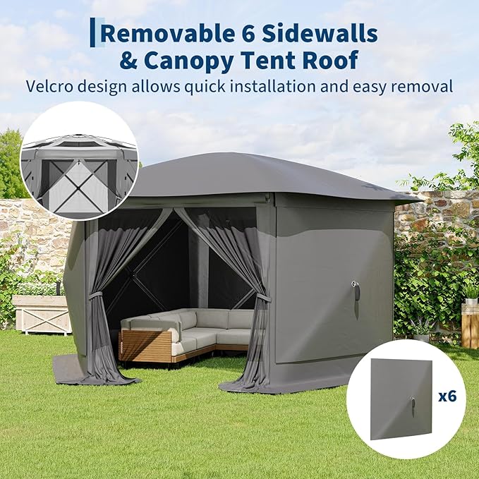 11.5x11.5FT 6-Sided Pop Up Gazebo Tent，One-Push Setup Canopy Tent - Image 4
