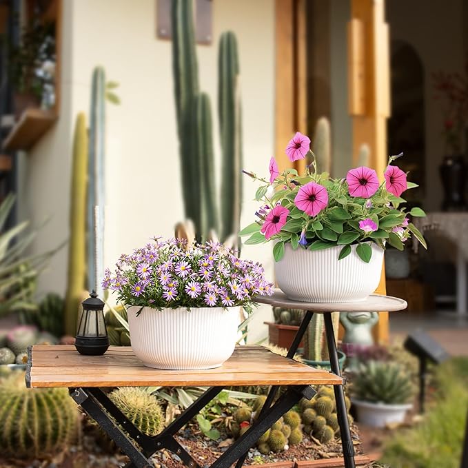 T4U 12 Inch Large Self Watering Plant Pots, Wide Self Watering Planter - Image 4