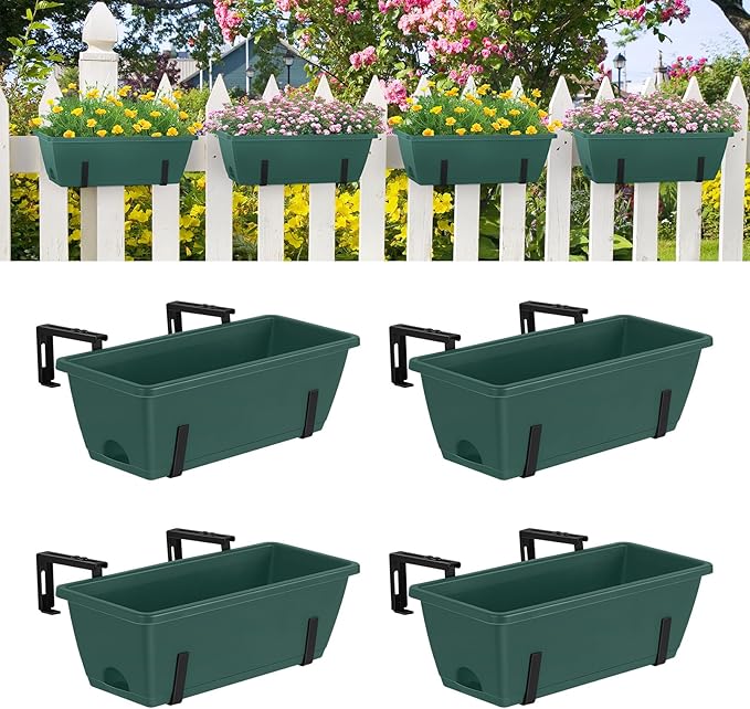 smusei 4 Pack Railing Planter Box Window Boxes Planters by smusei