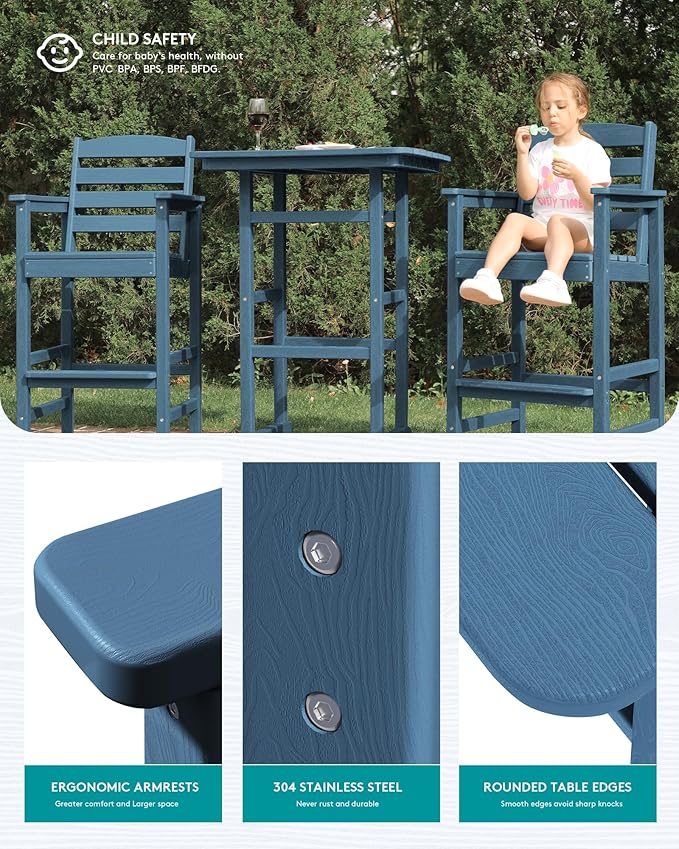 SERWALL 4 Pieces Outdoor Patio Bar Set - Image 4