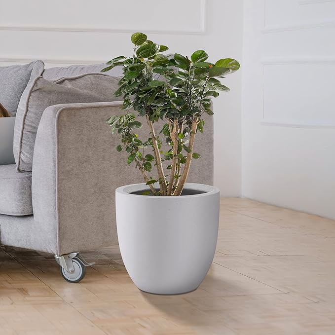 Kante 13.4" Dia Round Concrete Planter, Large Outdoor Modern Indoor Decorative - Image 2