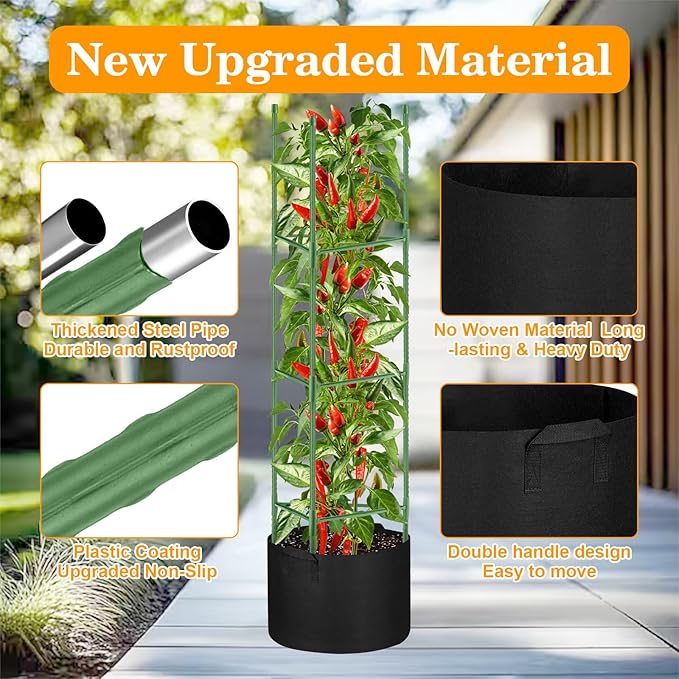 4 Pack Tomato Cages with 11 Gallon Grow Bags - Image 3