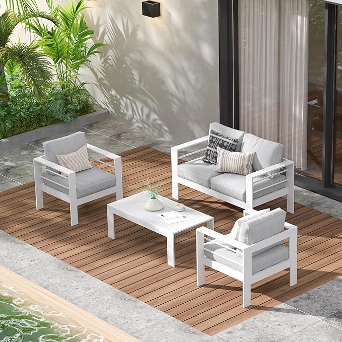 Kiss the Water Outdoor Patio Furniture Loveseat Sofa, All-Weather Metal - Image 6