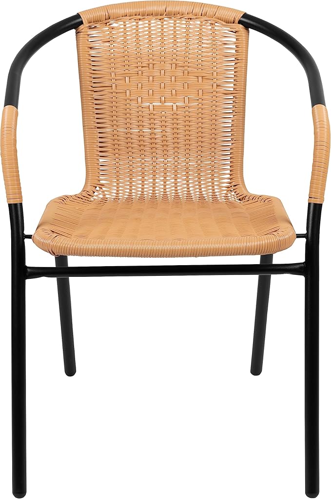 EMMA + OLIVER Set of 4 Modern Rattan Indoor/Outdoor Stack Chairs, Stacking - Image 7