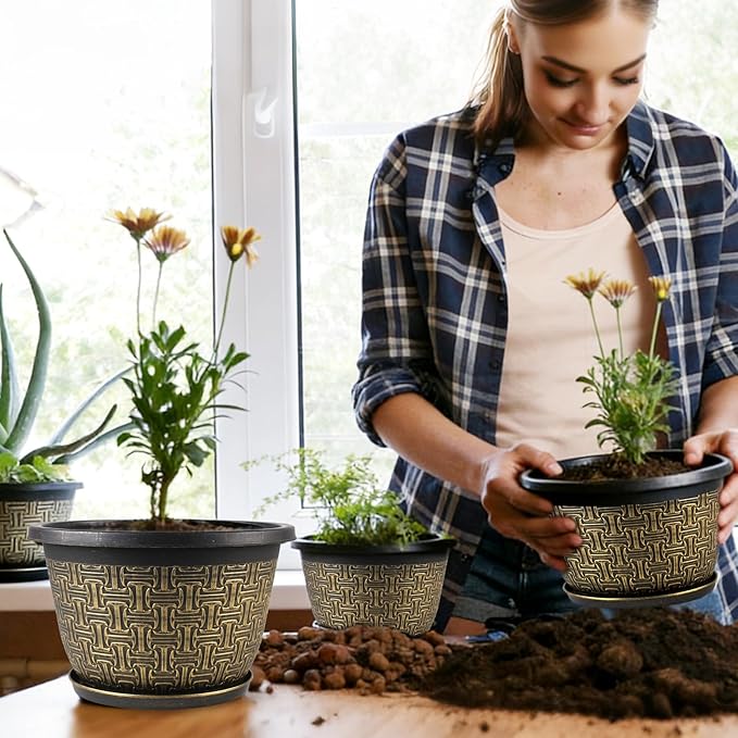 8 Inch Plant Pots, 4 Pack Flower Pot Outdoor - Image 6