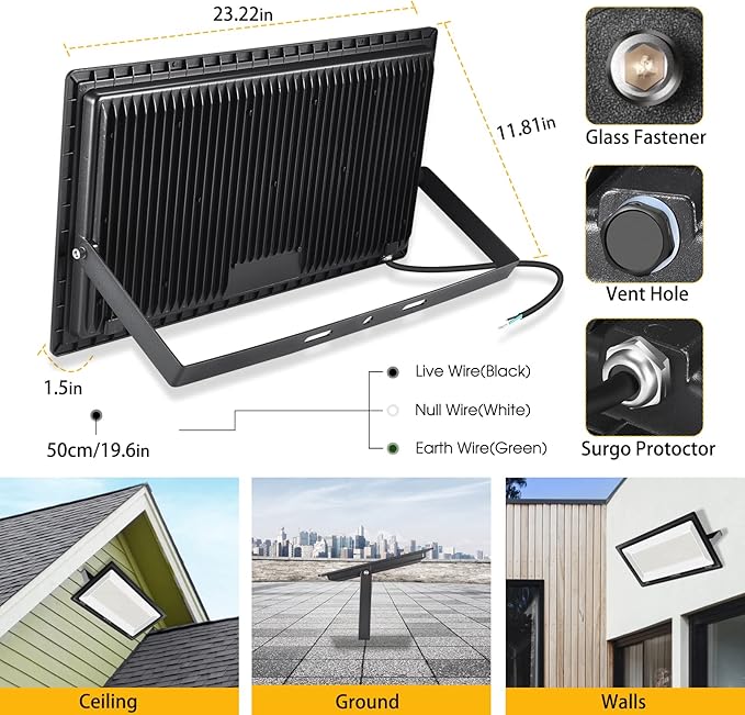 500W LED Flood Light, Super Bright 58, 500LM Daylight 5000K IP66 Waterproof - Image 4