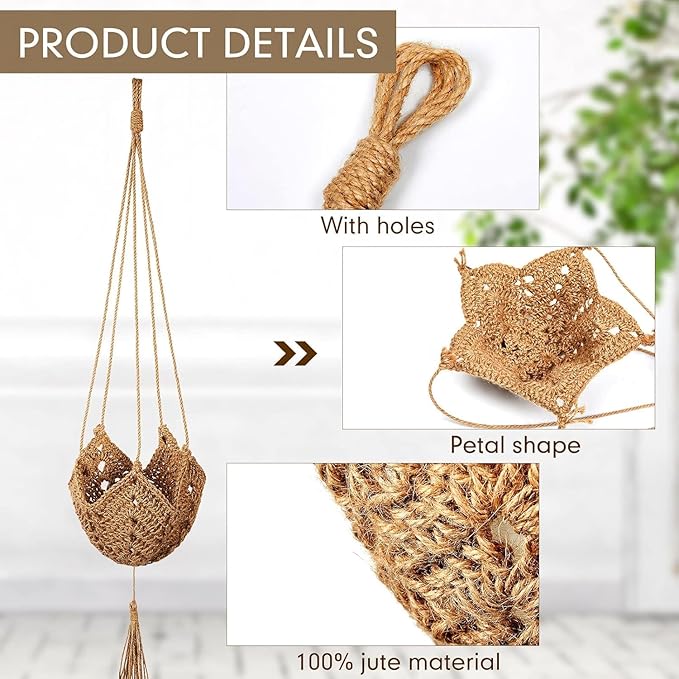 Shappy 3 Pack Jute Crochet Long Plant Hanger - Image 3
