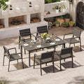 Aluminum Outdoor Dining Set for 6, Patio Table and Chairs Set by Oasbira