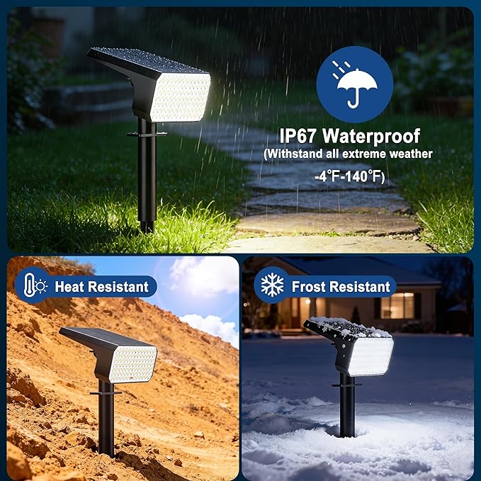 LANSOW Solar Spot Lights Outdoor Waterproof IP67, Solar Landscape Spotlights - Image 4