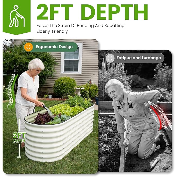 Galvanized Raised Garden Bed Outdoor 24'' Deep | Oval Metal Garden Beds - Image 2