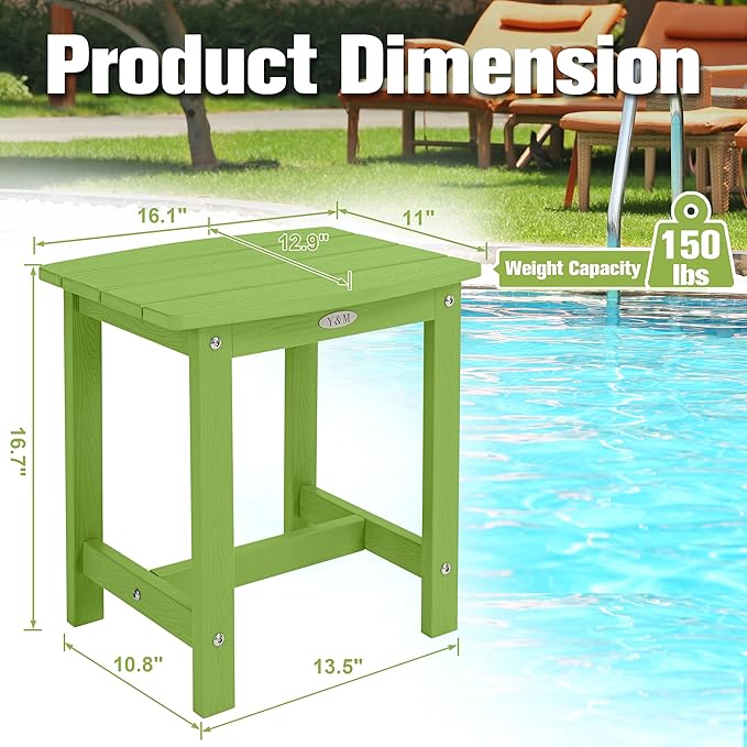 Y&M Outdoor Side Table, HIPS Adirondack Small Single Table, Waterproof Square - Image 3