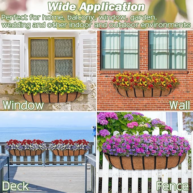 ZeeDix 24 Inch Railing Planter Box, 2 Pack Metal Window Boxes - Image 7