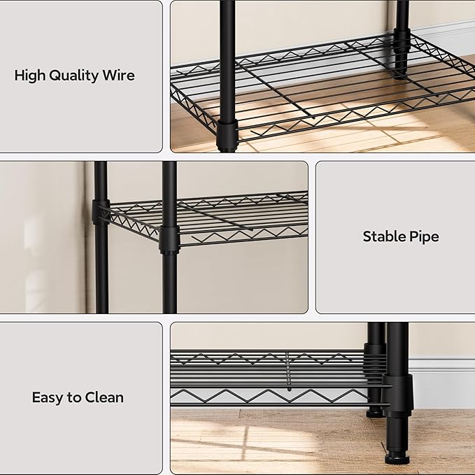 5 Tiers Shelf Metal Storage Shelves Wire Rack Closet Organizers - Image 4