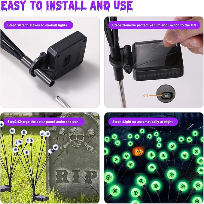 ASMAD Scary Solar Eyeball Lights, Waterproof Swaying Firefly Path Lights - Image 6