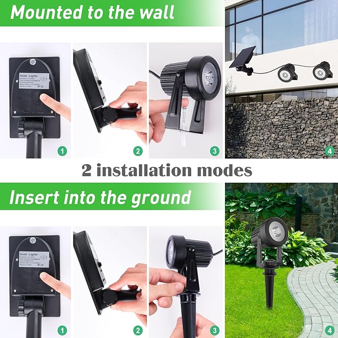 T-SUNUS Christmas Solar Spot Lights Outdoor White 6000K IP65 Waterproof 2-in-1 - Image 6