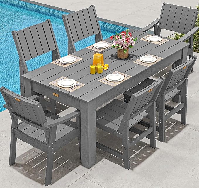 ZHUSI Patio Table and Chairs Set, HDPE Outdoor Dining Set by ZHUSI