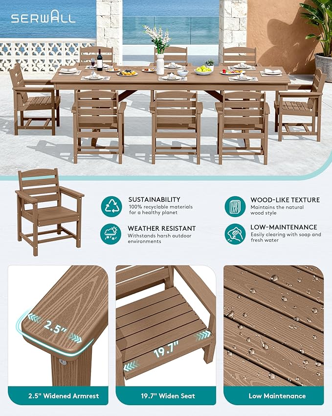 SERWALL 9 Piece Outdoor Dining Set - Image 4